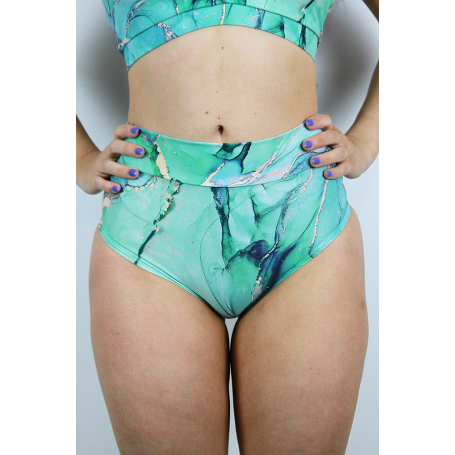 Rarr Designs Mid Waisted Brazil Shorts - Tutti Frutti Green