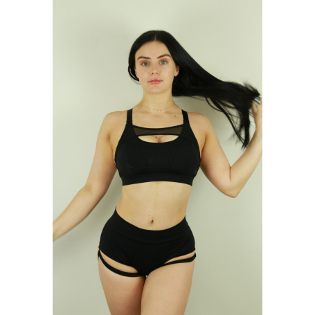 Rarr Designs Mid Waisted Brazilian Garter Shorts - Matte Black