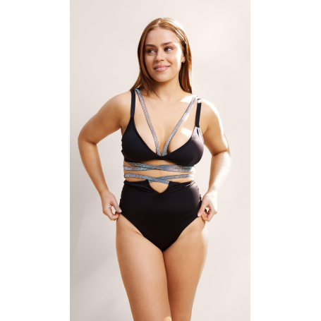 Lunalae Ivy Diamante Top - Nero