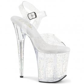 Pleaser Flamingo - 808 Sandalo Trasparente con Mini Glitter Iridescenti Pleaser Shoes Pleaser Flamingo - 808 Sandalo Trasparente con Mini Glitter Iridescenti